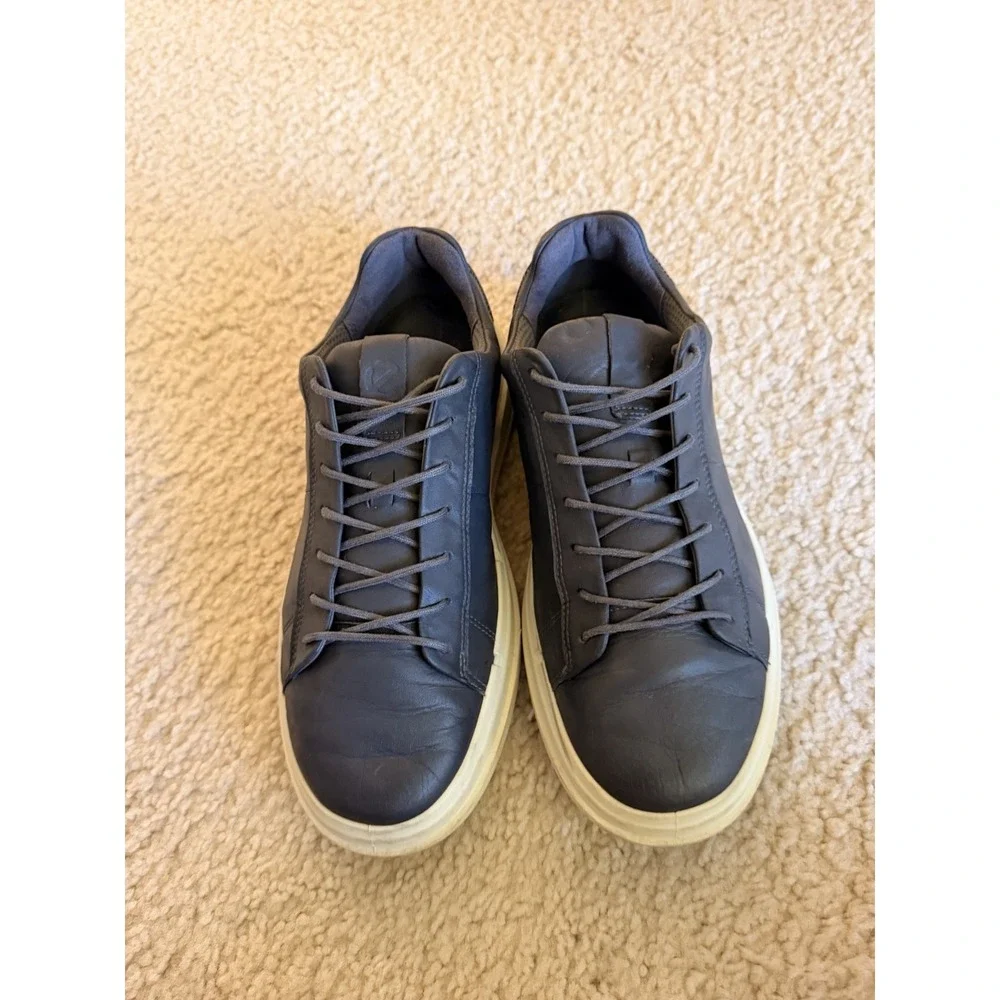Comfortable ECCO Men's Navy Leather Sneakers Lace Up Casual Shoes EU 41‎ US 8